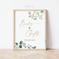 Books and Gifts Sign Printable . Baby Shower Gift Table Sign . Books for Baby . Greenery and Gold . 8x10 Instant Download G2