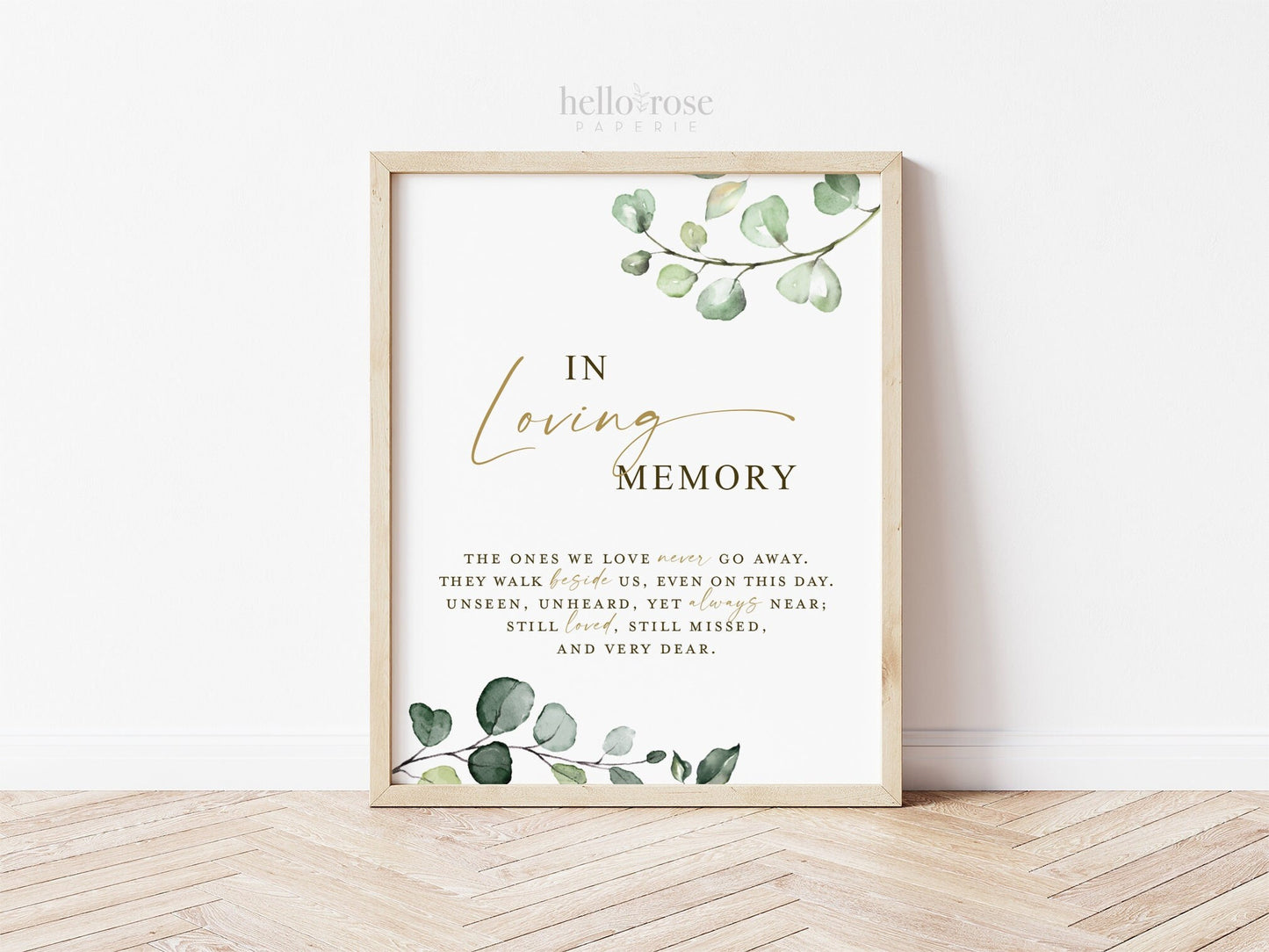 In Loving Memory Printable Sign . Memorial Wedding Photo Table Sign . Greenery Eucalyptus . Printable Poster . PDF Printable Download G2