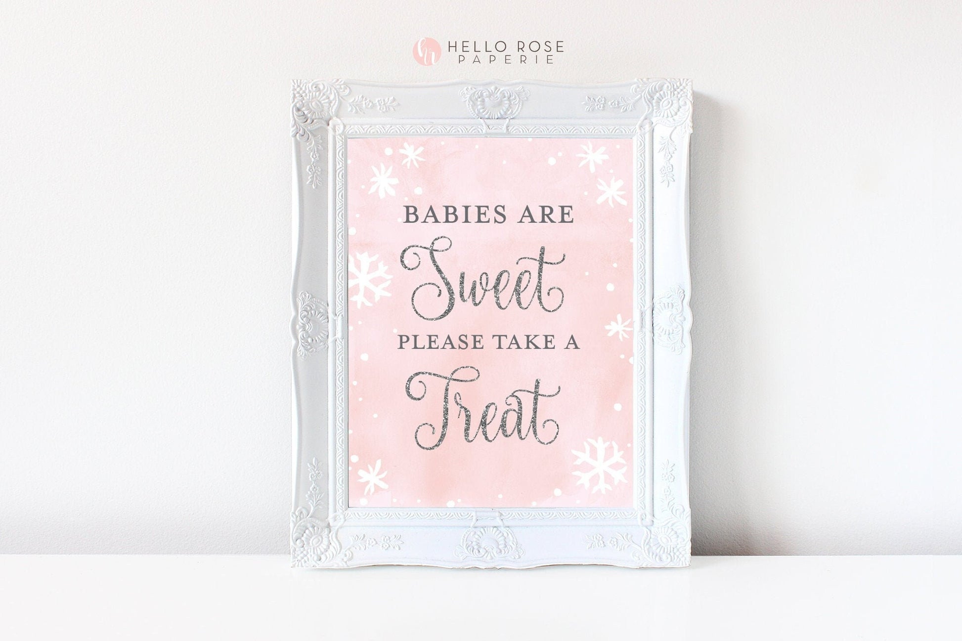 Babies are Sweet Please Take a Treat Favors Sign . Baby its Cold Outside Winter Baby Shower Girl . Pink Silver . Printable Instant Download