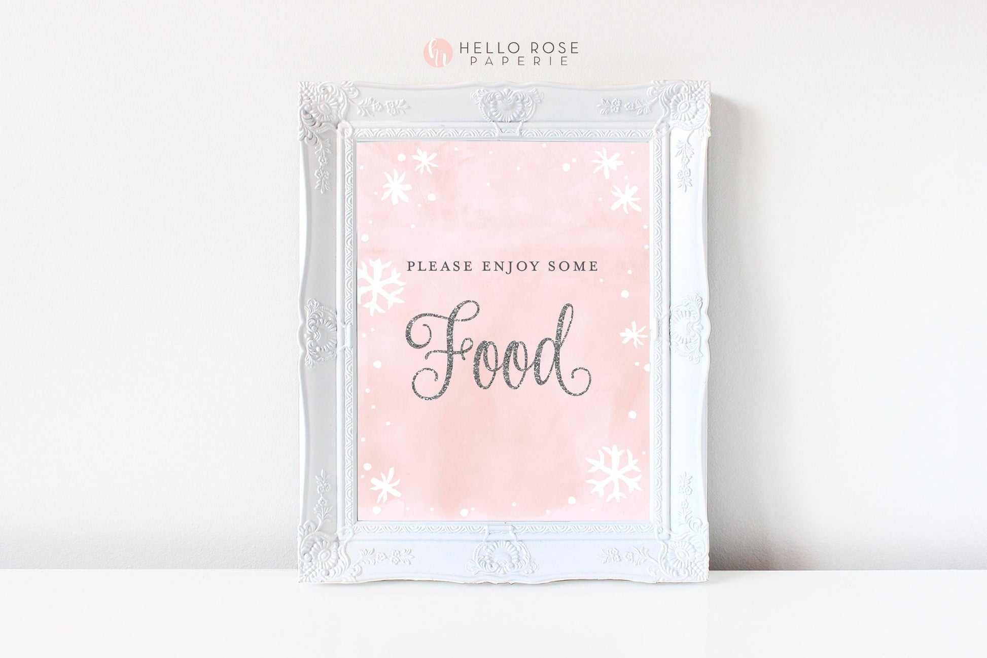 Please Enjoy Some Food Table Sign . Baby its Cold Outside Winter Baby Shower Girl . Bridal Shower . Pink Silver . Printable Instant Download