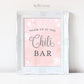 Warm Up at the Chili Bar Printable Sign . Baby its Cold Outside Girl Baby Shower Birthday . Winter Wonderland Snowflakes . Pink Silver