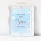 Thank You Snow Much Printable Sign . Baby its Cold Outside Winter Snowflakes Baby Shower Boy . Blue and Silver Glitter . Instant Download