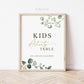 Kids Activity Table Wedding Sign Printable . Kids Wedding Table . Wedding Decor . Wedding Signage . Greenery and Gold G2 . Instant Download
