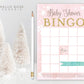 Baby Shower Bingo Card Printable . Winter Girl Baby Shower Game . Baby its Cold Outside . Pink and Gold Glitter . Printable Download