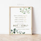 Gender Reveal Sign . Ten Little Fingers . Boy or Girl Guess . Greenery and Gold Rustic Boho . Printable 8x10 Instant Digital Download . G2