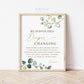 Blindfolded Diaper Changing Game Sign . Boy Girl Baby Shower . Greenery and Gold Boho . Fun Group Game . 8x10 Instant Digital Download G2