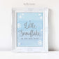 A Little Snowflake is on His Way Baby Shower Sign . Baby its Cold Outside Winter Boy Baby Shower . Blue and Silver Glitter . Printable 8x10