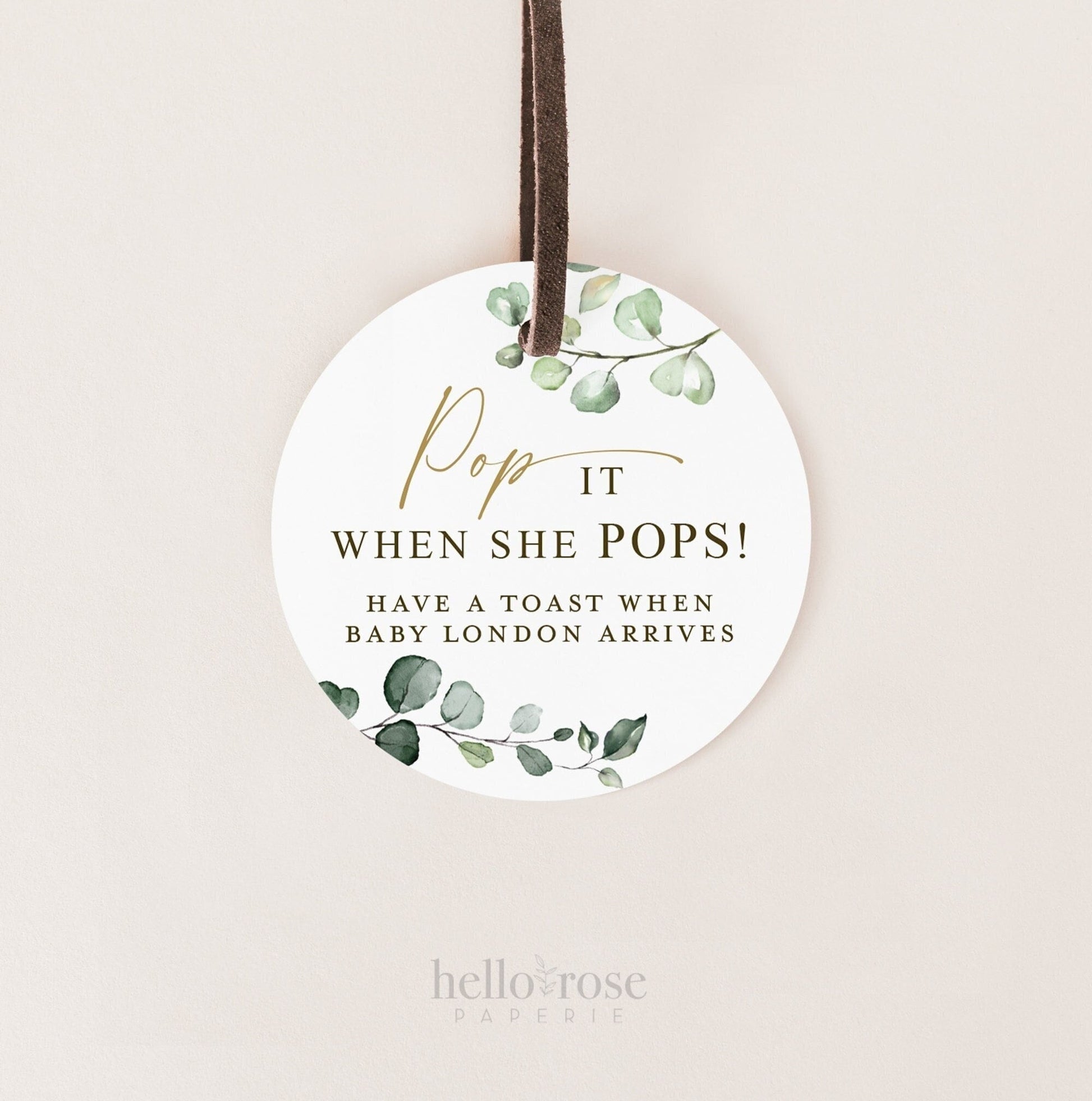 Pop it When She Pops Tags Stickers . Champagne Baby Shower Favors Tag . Personalized Editable PRINTABLE Templett Instant Download G2-T