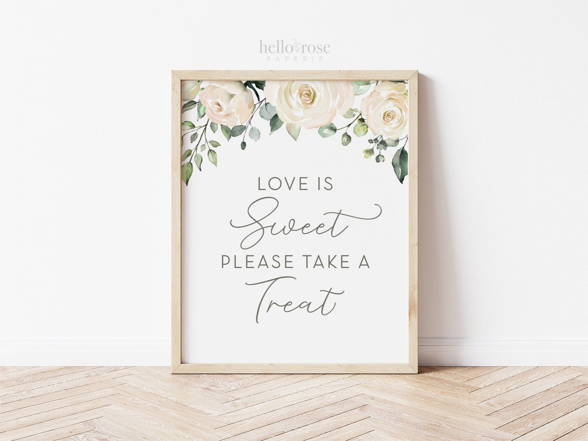 Love is Sweet Please Take a Treat Printable Sign 8x10 . White Floral . Bridal Shower Wedding Bachelorette Hens Party . Instant Download PDF