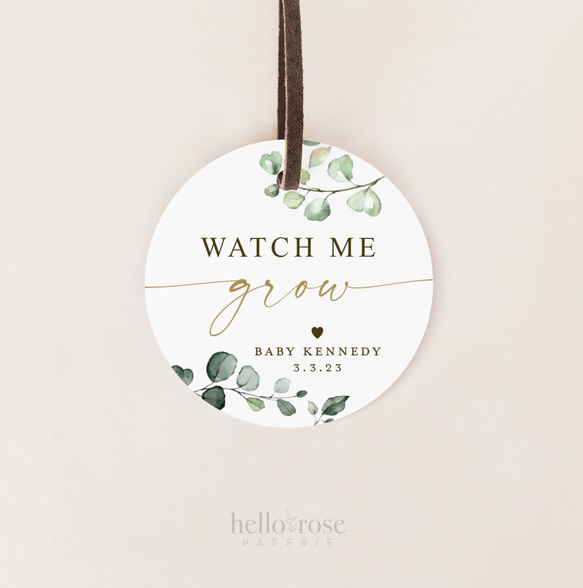 Watch Me Grow Baby Shower Tags Stickers Labels Template . Succulent Favors . Personalized Editable PRINTABLE Templett Instant Download G2-T