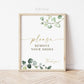 Please Remove Your Shoes Sign . Printable Front Door Home Decor Wall Art . Open House Sign . Greenery and Gold . 8x10 Instant Download G2