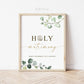 Holy Matrimony Wedding Printable Sign . Donut Sweets Dessert Brunch Table . Donut Favors . Wedding Bridal Shower . Greenery G2