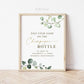 Sign the Champagne Bottle Guestbook Sign . Greenery + Gold . Wedding Engagement Bridal Shower Bachelorette Party . 8x10 Printable G2