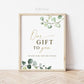 Our Gift to You Wedding Favors Printable Sign . Please Take One per Couple . Wedding Favors Table . Greenery and Gold . Instant Download G2