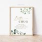 Bottle Chug Baby Shower Game Table Sign . Baby Bottle Drinking Game . Greenery and Gold . Baby Shower Printable . Instant Download 8x10 G2