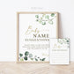 Baby Name Suggestions Game Sign and Cards . Boy Girl Neutral Baby Shower . Greenery and Gold Boho Rustic . 8x10 Sign Instant Download G2