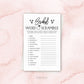 Bridal Word Scramble Printable Bridal Shower Game . Bachelorette Hens Party . Kraft Rustic + Minimalist . Instant Digital Download PDF