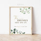 The Drinks Are On Us The Hangover is on You . Open Bar Sign Printable . Greenery and Gold . Wedding Cocktails Bar Dinner Party . Download G2