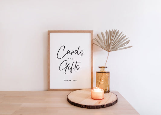 Cards and Gifts PRINTABLE Sign . Minimalist Boho Baby Bridal Shower Wedding Engagement Bachelorette Hens Party . 8x10 Instant Download