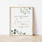 All You Need is Love and a Cupcake Sign Printable . Greenery Gold . Bridal Shower Wedding Sweets Table Sign . Instant Download 8x10 G2