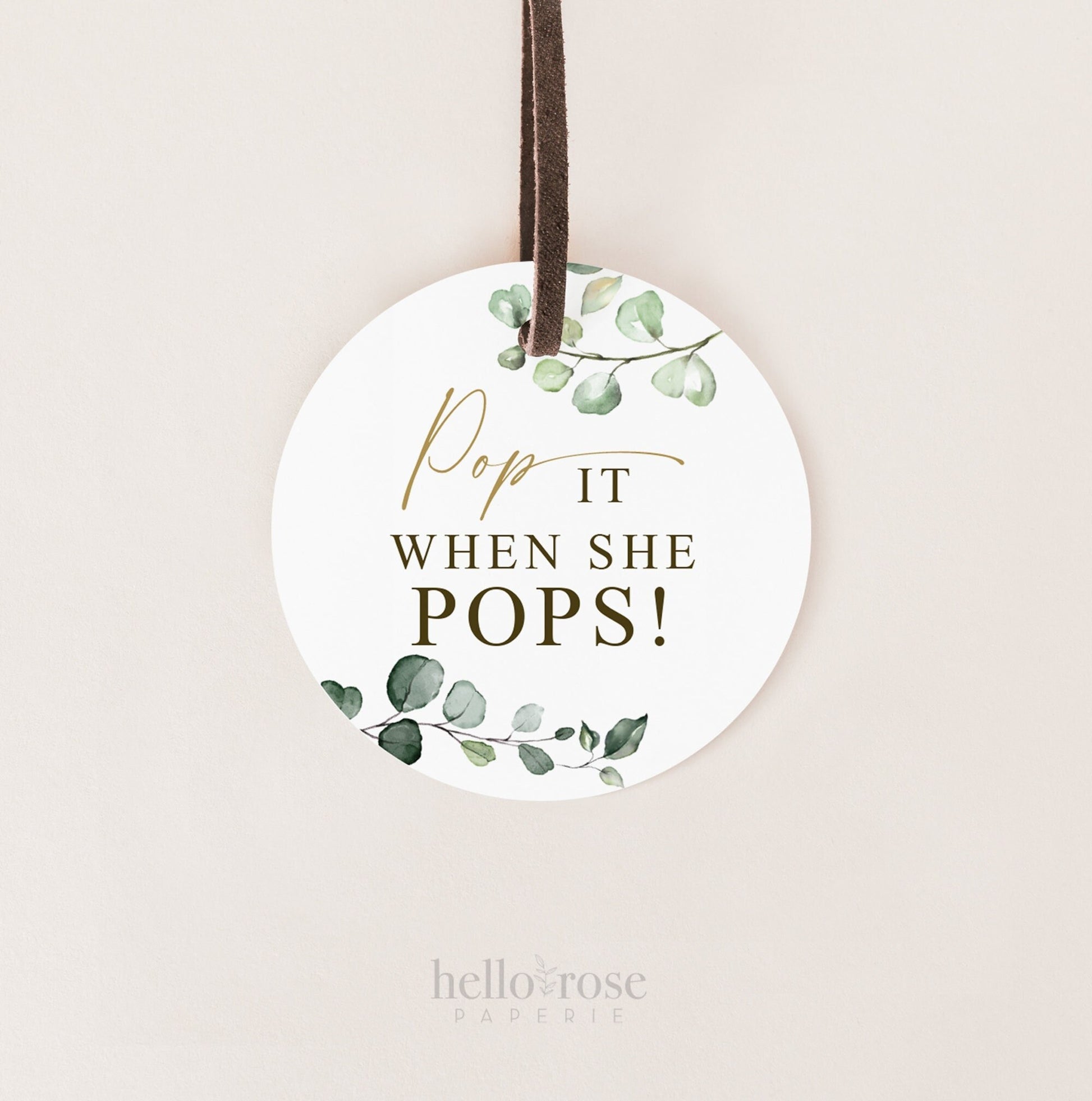 Printable Pop it When She Pops Tags Stickers Labels . Personalized Baby Shower Champagne Favor Tags Labels . 2.25" Instant Download PDF