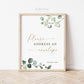 Please Address an Envelope Sign Printable . Greenery + Gold . Wedding Bridal Baby Shower Bachelorette Hens Party . 8x10 Instant Download G2