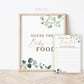 Guess the Baby Food Sign + Card . PRINTABLE Baby Shower Game . Sip & See Gender Reveal Couples Shower . Greenery Gold . Instant Download G2