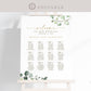 Seating Chart Wedding Poster Template . Wedding Assigned Seating Table Sign . Greenery and Gold . PRINTABLE Editable Text Templett G2-T