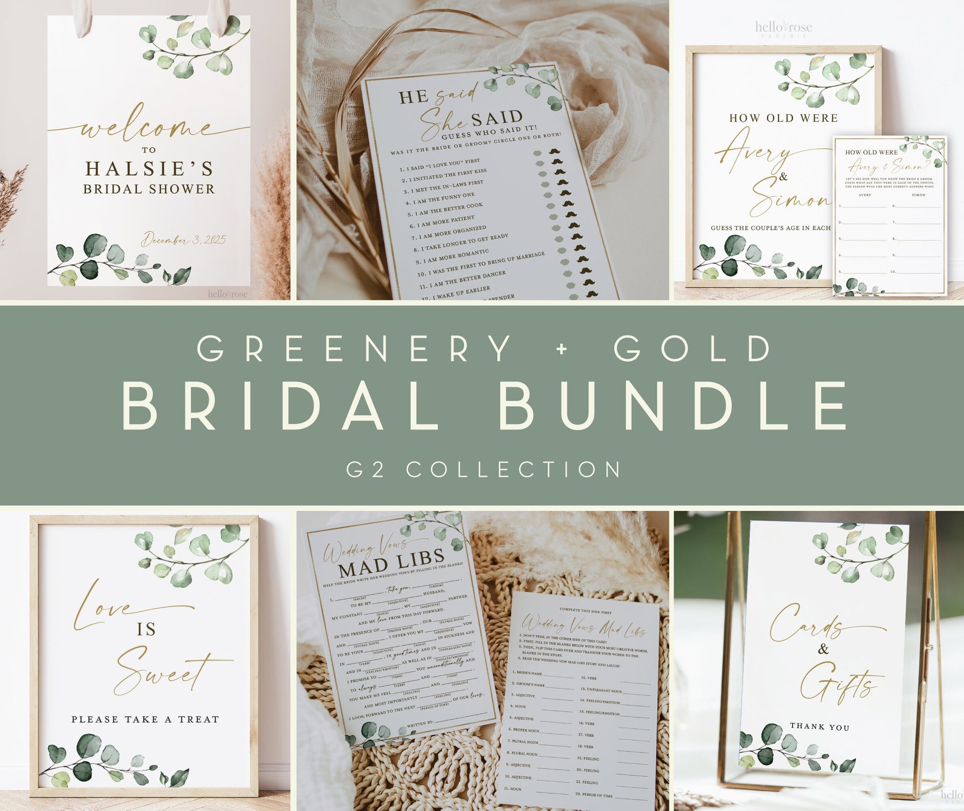 20+ Bundle of Bridal Shower Games + Signs . Printable Wedding Shower Games Signs . Editable Template . Instant Download . Templett G2