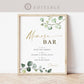 Mimosa Bar Sign . Greenery + Gold . Wedding Engagement Bridal Baby Shower Bachelorette Hens Party . Template Instant Download Templett G2-T