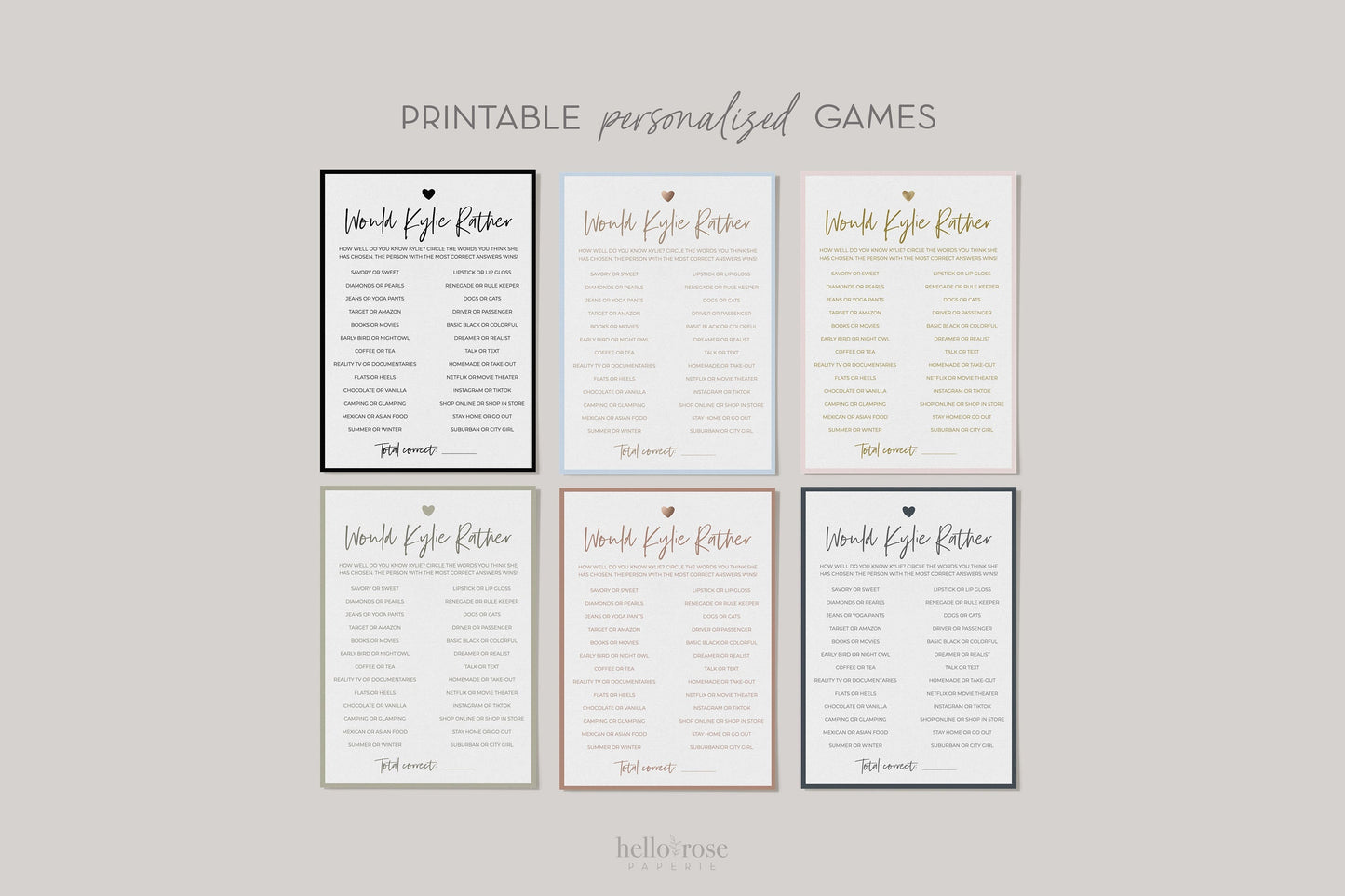 Would She Rather Bridal Shower Bachelorette Game . FULLY EDITABLE . Minimalist Personalized . Printable Instant Download Template Templett