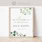 Wedding Welcome Template Sign . Greenery and Gold . Welcome Wedding Template . PRINTABLE Editable Poster . Instant Download Templett PENNY