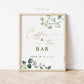 Coffee and Tea Bar Sign Printable . Greenery and Gold . Wedding Engagement Bridal Shower Baby Shower . Instant Download 8x10 G2