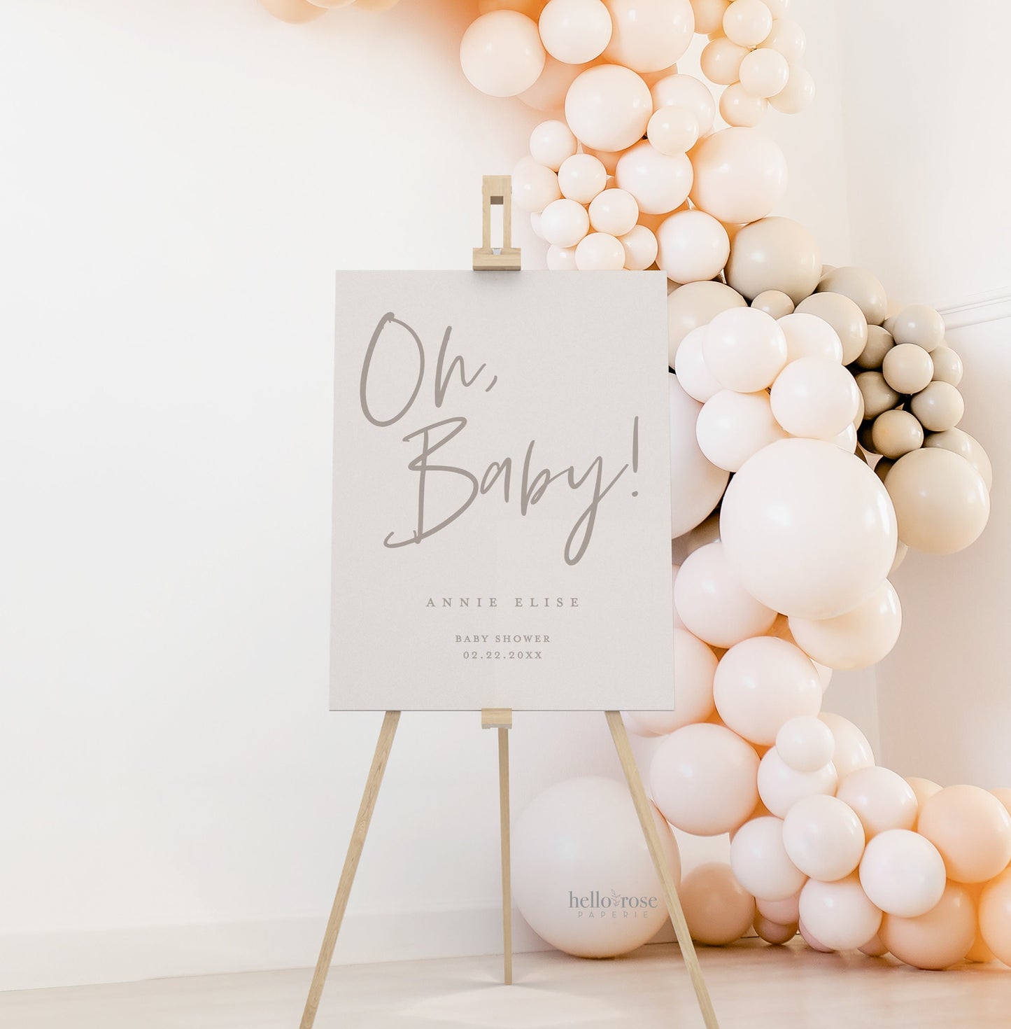 Oh Baby Welcome Sign . Simple Script Minimalist Baby Shower Welcome Template . PRINTABLE Editable Poster . Instant Download Templett ELISA