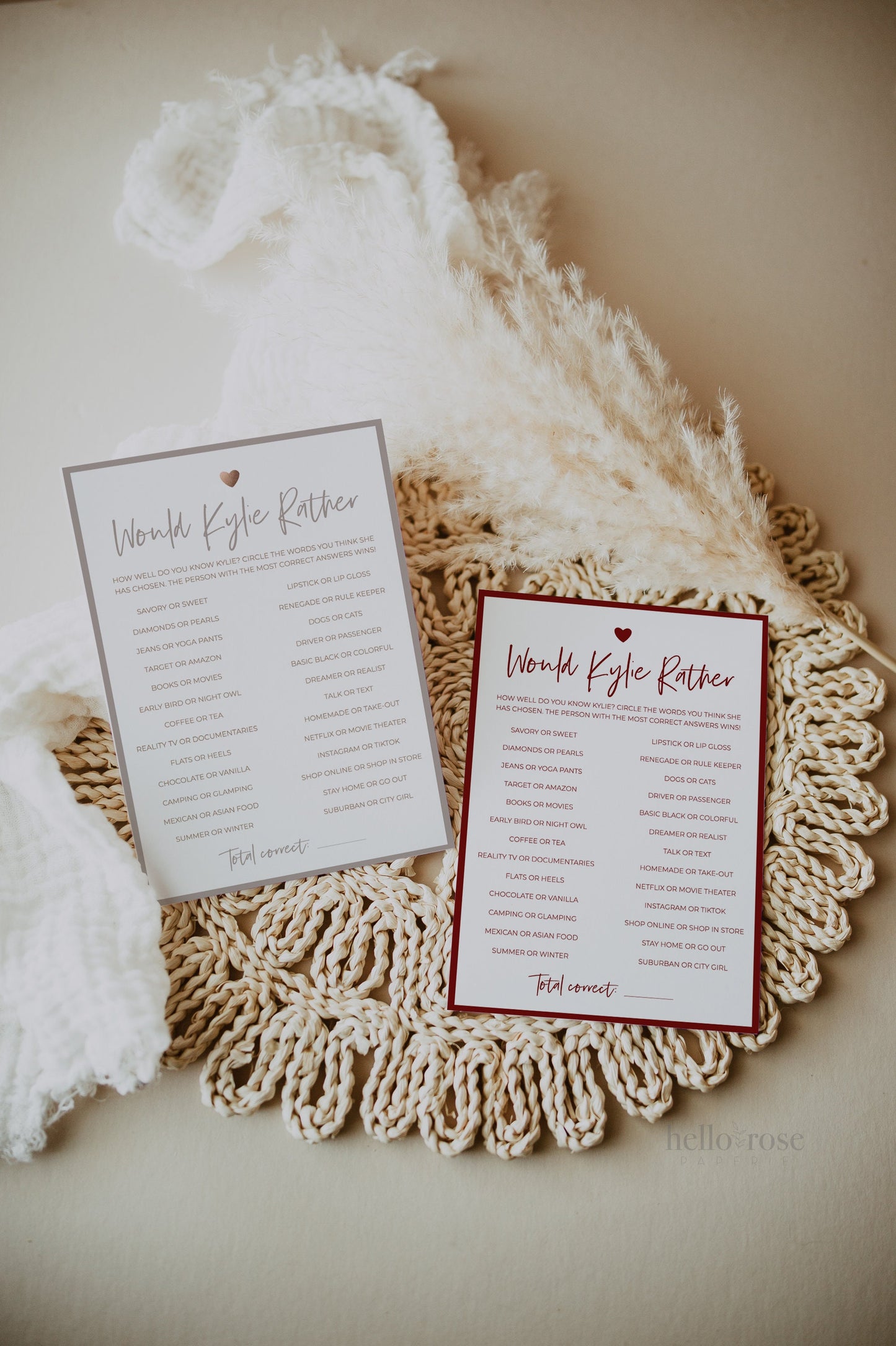Would She Rather Bridal Shower Bachelorette Game . FULLY EDITABLE . Minimalist Personalized . Printable Instant Download Template Templett