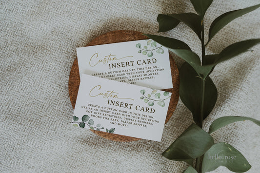 Custom Enclosure Card Editable Template . Wedding Baby Bridal Shower . Invite Insert . Greenery + Gold . PRINTABLE Templett Instant Download