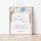Pacifier Hunt PRINTABLE Baby Shower Game Table Sign . Boy Baby Shower . Blue Pampas Grass Floral . 8x10 Instant Digital Download