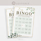 Baby Shower Bingo Pre Filled Unique Game Cards . Gift Opening Game. Greenery Gold PRINTABLE Editable Template Instant Download Templett G2-T