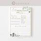 Baby Predictions and Advice Personalized Game . Gender Neutral Greenery+Gold . PRINTABLE Editable Template . Instant Download Templett G2-T