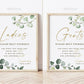 Personalized Wedding Bathroom Basket Printable Signs . Ladies and Gents Wedding Restroom Please Help Yourself . Greenery Gold . Download G2