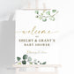 Baby Shower Welcome Sign Personalized Template . Greenery + Gold . PRINTABLE Editable Welcome Poster . Instant Download Templett Template