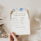 Baby Predictions and Advice Personalized Game . Blue Floral Boho Pampas Boy Baby Shower . PRINTABLE Editable Template Download Templett