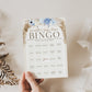 Baby Shower Bingo Personalized Game . Blue Floral Boho Pampas Boy Baby Shower . PRINTABLE Editable Template . Instant Download Templett