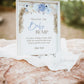 Measure the Baby Bump Baby Shower Game Sign + Cards . Boy Baby Shower . Boho Pampas Grass Blue Floral . 8x10 Sign Instant Download