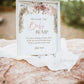 Measure the Baby Bump Baby Shower Game Sign + Cards . Girl Baby Shower . Boho Pampas Grass Pink Floral . 8x10 Sign Instant Download