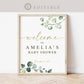 Baby Shower Welcome Sign Personalized Template . Greenery + Gold . PRINTABLE Editable Welcome Poster . Instant Download Templett Template