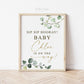 Sip Sip Hooray Baby is on the Way . Personalized Baby Shower Sign . Greenery + Gold . PRINTABLE Editable Template Download Templett G2-T