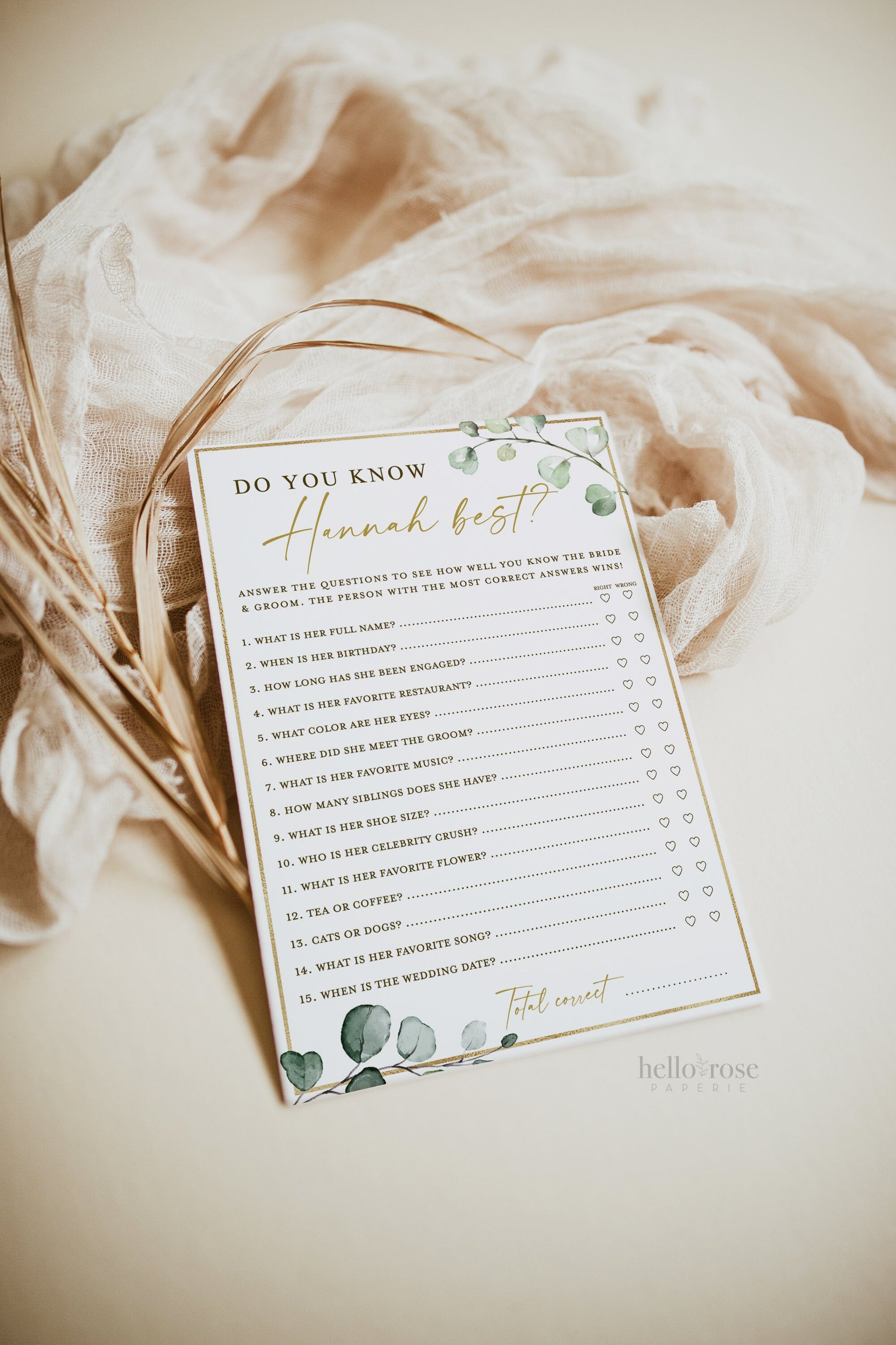 Do You Know the Bride Best Personalized Bridal Shower Bachelorette Game . Greenery PRINTABLE Editable Template Instant Download Templett