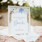 Drinks Help Yourself Baby Shower Personalized Sign . Boho Pampas Blue Floral Boy . PRINTABLE Editable Instant Download Templett Template