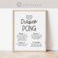 Diaper Pong Baby Shower Game Table Sign . Boy Girl Neutral . Kraft + Black/White . PRINTABLE Editable Template Instant Download Templett